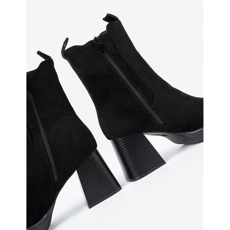 Shelvt Botas elegantes en el poste con inserciones flexibles negro 2 Shelvt Botas elegantes en el poste con inserciones flexibles negro 2