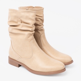 Shelvt Botas de color beige cómodas con volantes 3