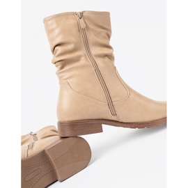 Shelvt Botas de color beige cómodas con volantes 1