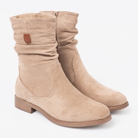 Shelvt Botas beige con una parte superior arrugada 3