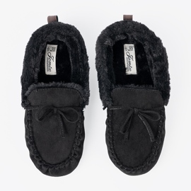 Shelvt Zapatillas suaves y negras como mocasines con arco negro 3