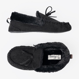 Shelvt Zapatillas suaves y negras como mocasines con arco negro 4