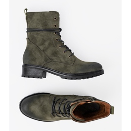 Shelvt Lace -Up trabajadores de color verde oscuro con un efecto de sombreado en la nariz 4