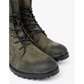 Shelvt Lace -Up trabajadores de color verde oscuro con un efecto de sombreado en la nariz 5
