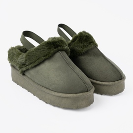 Shelvt Zapatos de color verde oscuro y botas de nieve con pelaje 2