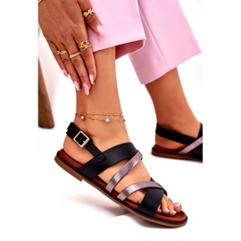 Sandalias para mujeres de ceñudo plano con Sergio Leone SK086H Stripes Negro 2 Sandalias para mujeres de ceñudo plano con Sergio Leone SK086H Stripes Negro 2