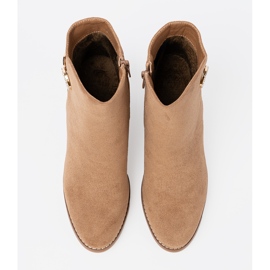 Shelvt Botas elegantes en un tono marrón claro con detalles dorados 3