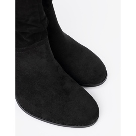 Shelvt Botas de ante negras en el poste con una parte superior arrugada negro 5