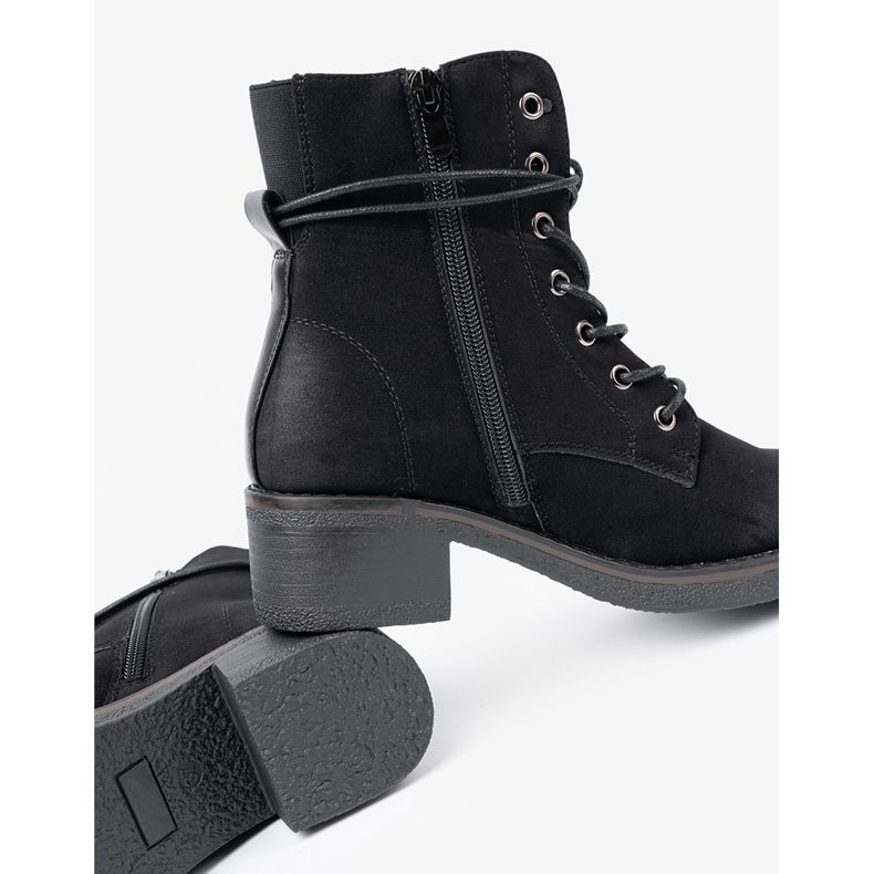 Shelvt Botas negras de encaje bajo de late negro 1 Shelvt Botas negras de encaje bajo de late negro 1