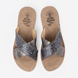 Shelvt Chanclas metálicas para mujeres con suela blanca plata 4