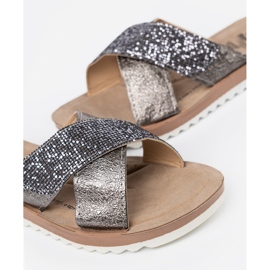 Shelvt Chanclas metálicas para mujeres con suela blanca plata 1