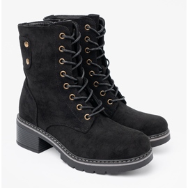 Shelvt Lace negro: trabajadores con una suela gruesa 2