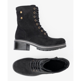 Shelvt Lace negro: trabajadores con una suela gruesa 4