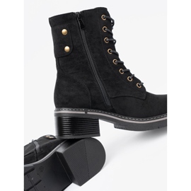 Shelvt Lace negro: trabajadores con una suela gruesa 1