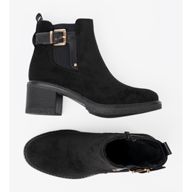 Shelvt Botas negras con una hebilla de talón estable negro 4
