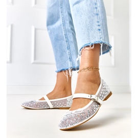 Ballerinas de malla blanca con cristales de elasid blanco 2
