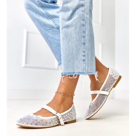 Ballerinas de malla blanca con cristales de elasid blanco 3