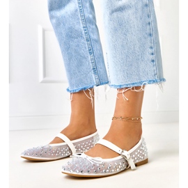 Ballerinas de malla blanca con cristales de elasid blanco 1