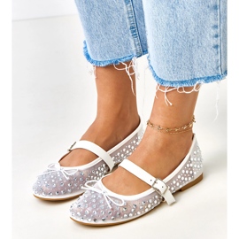 Ballerinas de malla blanca con cristales de elasid blanco 4