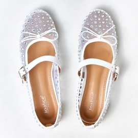 Ballerinas de malla blanca con cristales de elasid blanco 5