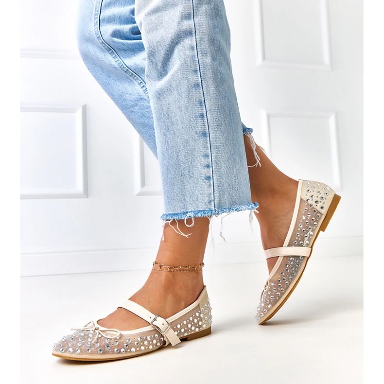 Bailarinas de malla beige con cristales de elasid 2