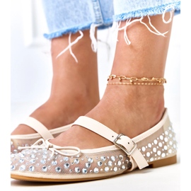 Bailarinas de malla beige con cristales de elasid 6