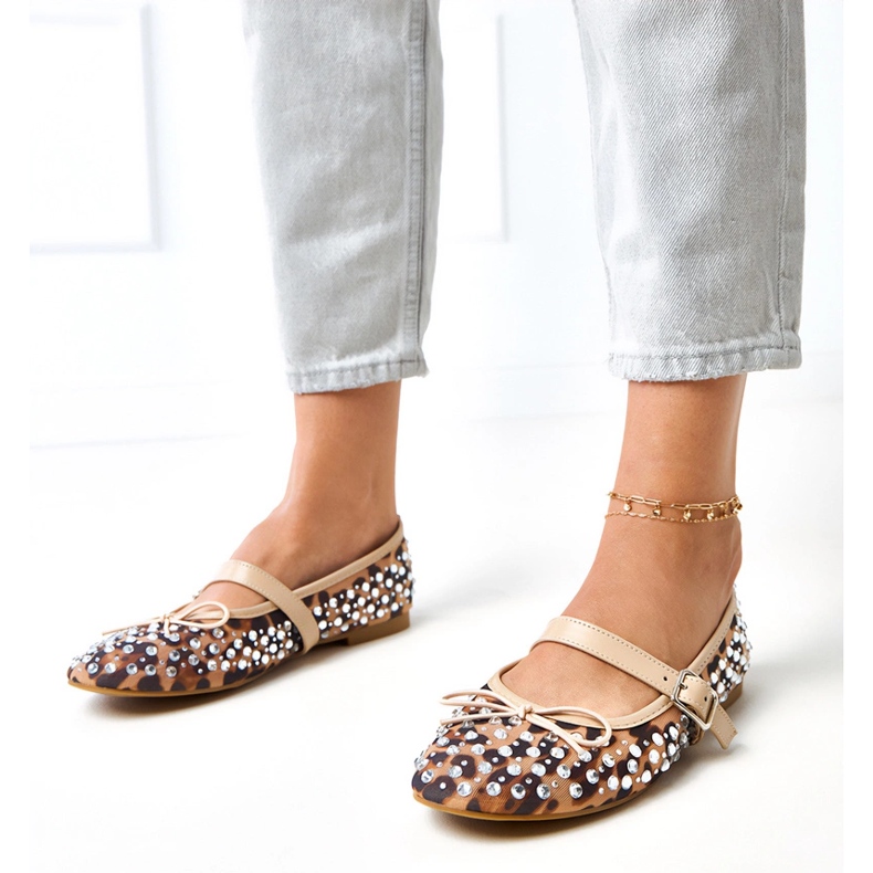 Bailarinas de malla de leopardo con cristales de elasid multicolor 1