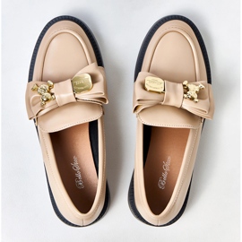 Mocasines beige con arco y oso de Teriwa 6