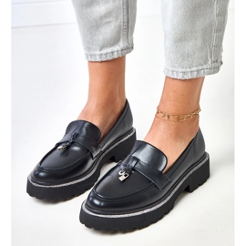 Mocasines negros con decoración y circonio cúbico 3