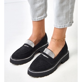 Mocasines Ekozamszu negros decorados con circonio cúbico Klooren 3