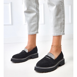 Mocasines Ekozamszu negros decorados con circonio cúbico Klooren 4