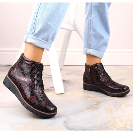 Filippo W PAW376B botas de cuña de piel con aislamiento burdeos rojo 8