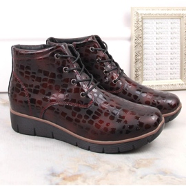 Filippo W PAW376B botas de cuña de piel con aislamiento burdeos rojo 10