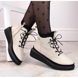 Filippo W PAW482 botas de plataforma de piel con aislamiento beige blanco 9