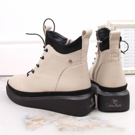Filippo W PAW482 botas de plataforma de piel con aislamiento beige blanco 14