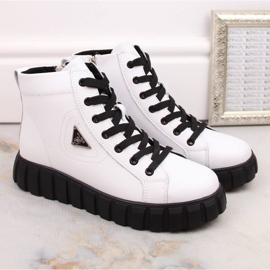 Botines de piel con plataforma Filippo W PAW382B, blanco 4
