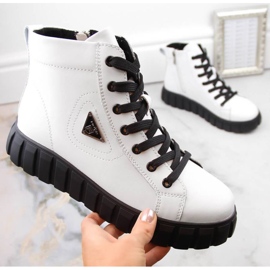 Botines de piel con plataforma Filippo W PAW382B, blanco 5