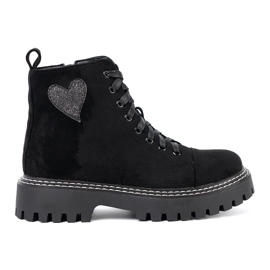 Shelvt Botas de encaje negro con un corazón brillante 2