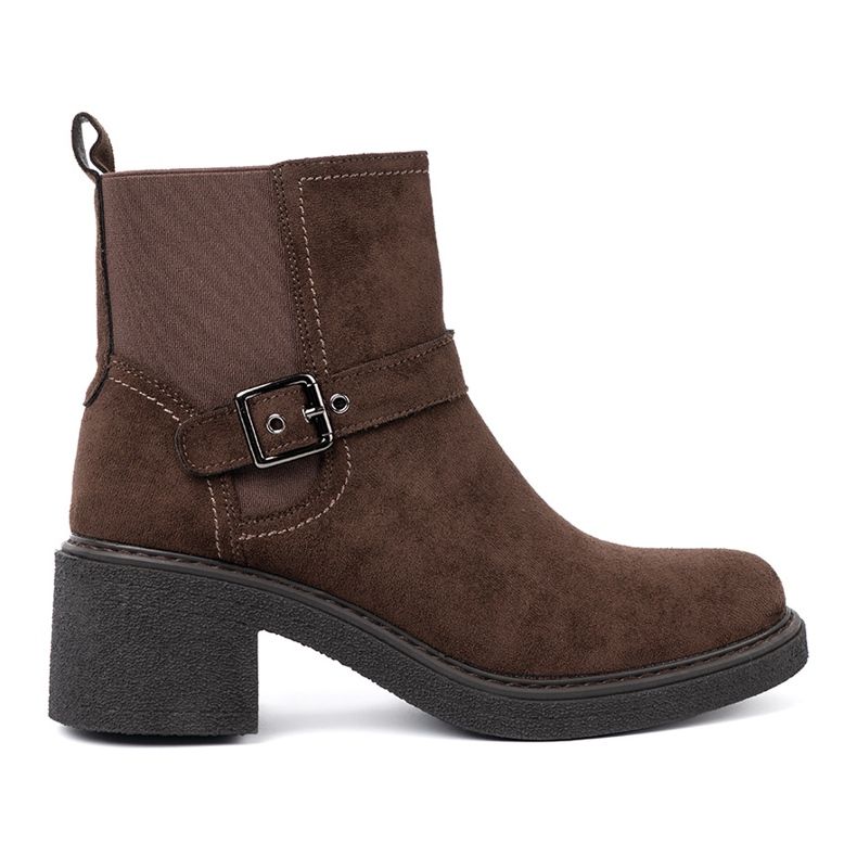 Shelvt Botas marrones elegantes en un tacón estable marrón 2 Shelvt Botas marrones elegantes en un tacón estable marrón 2