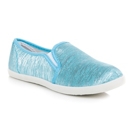 Zapatillas slip on con hilo plateado azul 1