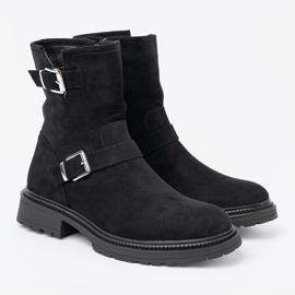 Shelvt Botas negras modernas con hebillas plateadas negro 2