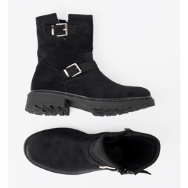 Shelvt Botas negras modernas con hebillas plateadas negro 4