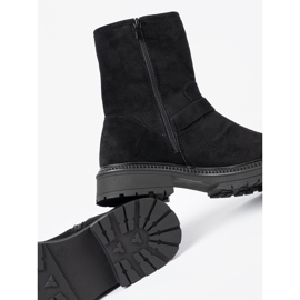 Shelvt Botas negras modernas con hebillas plateadas negro 1