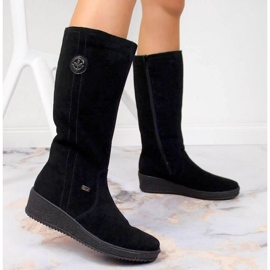 Botas impermeables de nobuck con aislamiento de lana de oveja Rieker W R237 negro 6