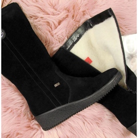 Botas impermeables de nobuck con aislamiento de lana de oveja Rieker W R237 negro 13
