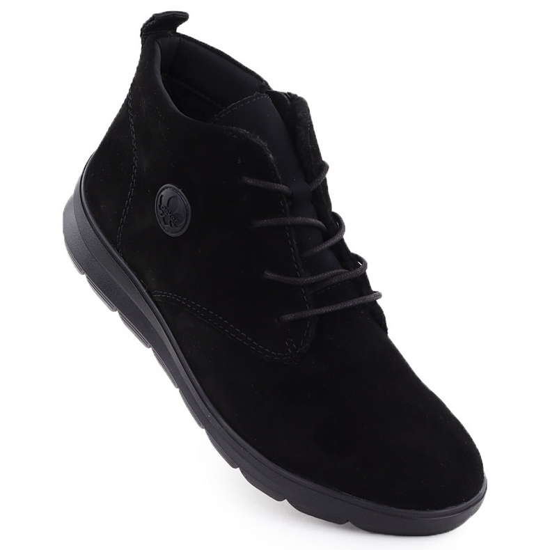 Botas de cuero de cuero para mujeres Black Rieker Z0022-00 negro 1