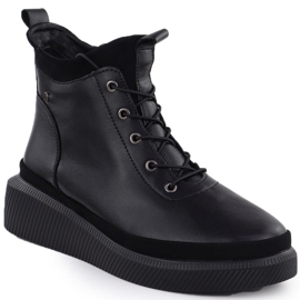 Botas de cuero para mujeres en la plataforma Filippo negro aislado DBT4799 1