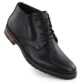 Zapatos de cuero negros Rieker14609-00 1