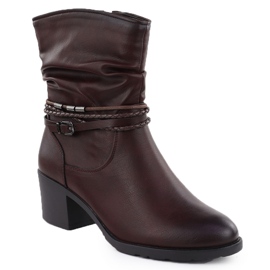 Botas de mujer en el bloque arrugada Borgoña Jezzi ASA128-63 1