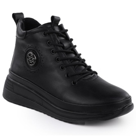 Botas de cuero para mujeres en cuñas negras filippo dbt4215 negro 1